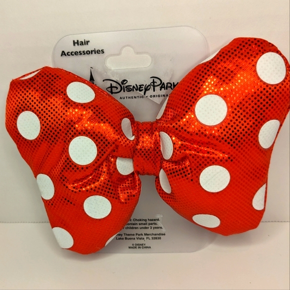 Disney Accessories - Disney Minnie Mouse Hair Bow Clip NWT Red Polka